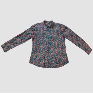 Akiko Mens XL Long Sleeve Floral Print Button Up Shirt Colorful 100% Cotton